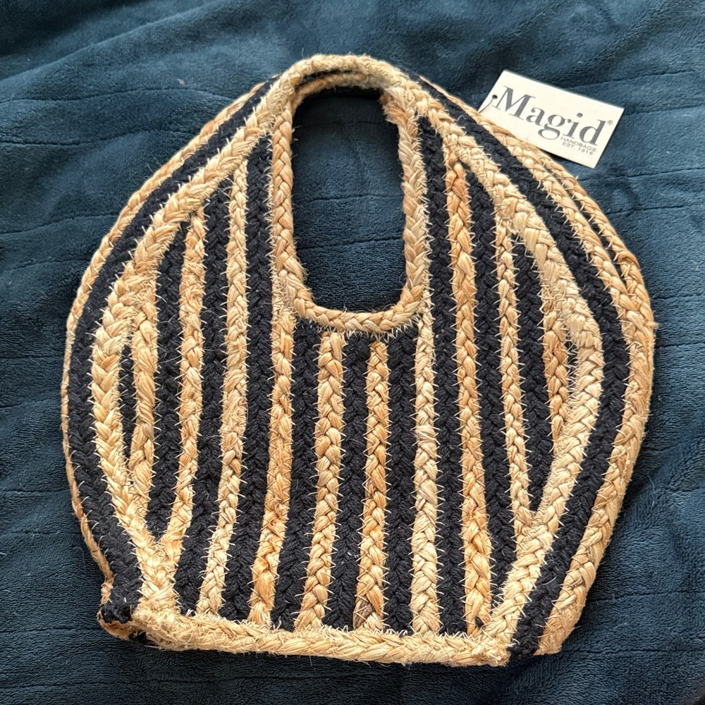 Magid Black and Tan Striped Tote Bag
